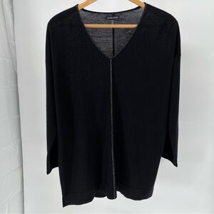 Eileen Fisher Womens Merino Wool Sweater Size SP Longline Metallic V Neck